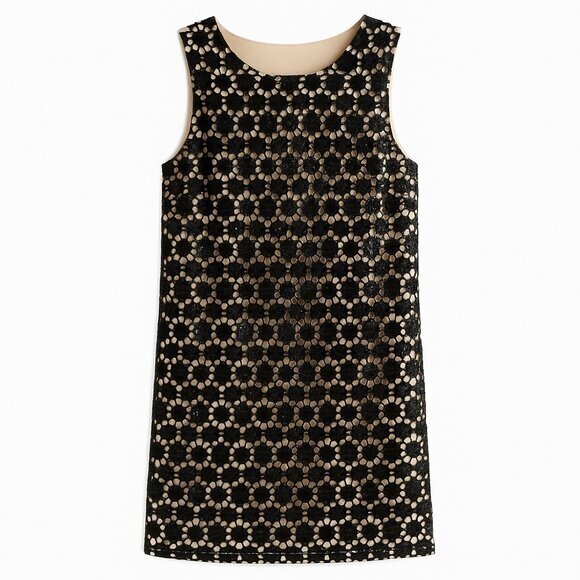 Alice + Olivia Clyde Sequin Dot Mini Shift Dress | Size 2 | Black Sesame | $128 - Picture 1 of 4